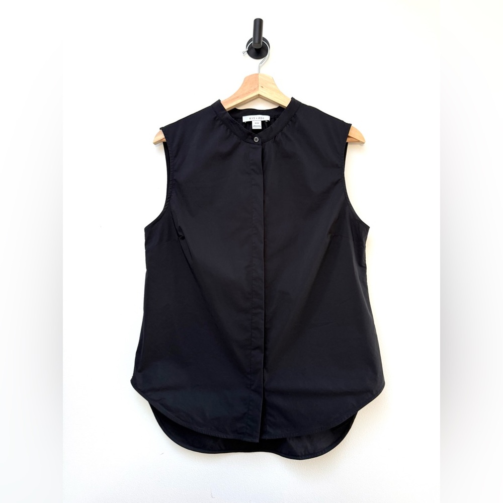 BNWOT Kit and Ace Marbella Sleeveless Poplin Shirt in Black M - Picture 4 of 12